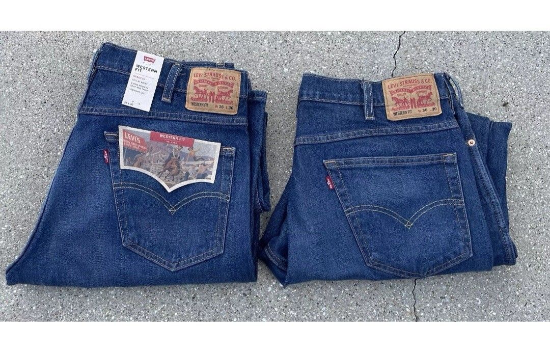 2 Pairs Levis Strauss & Co Western Fit Jeans Dark Navy 36 X 30