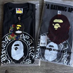 Black Chrome Heart Bape Tees