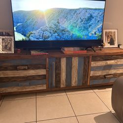 Blue Wooden TV Stand