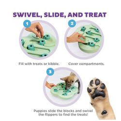 Nina Ottosson by Outward Hound Puppy Hide N Slide Treat Puzzle Enrichment Dog Toy, Green