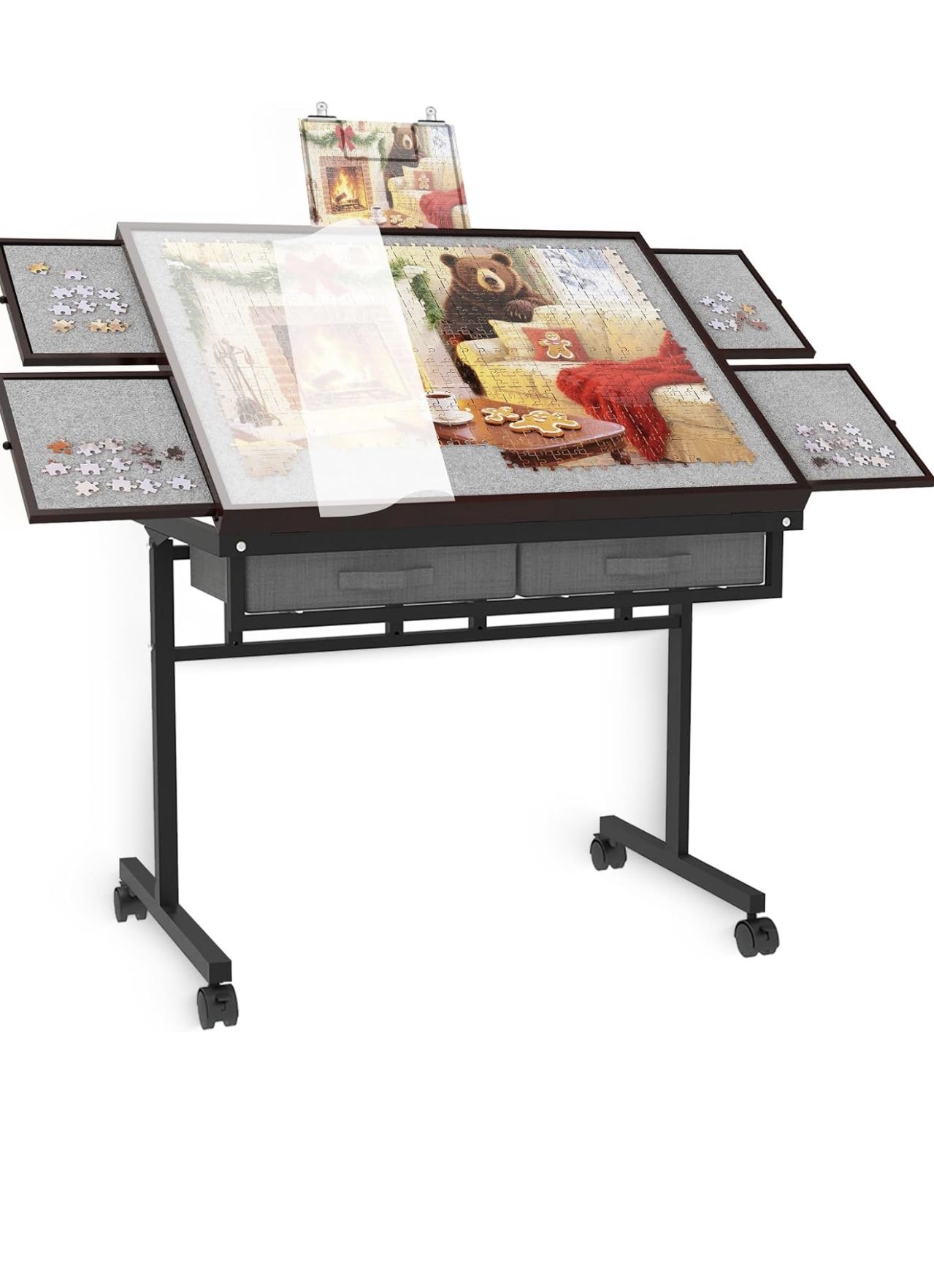 Puzzle Table &Extra Storage Space,1500pcs Adjustable Five Up Angles Puzzle Table with Drawers,Puzzle Board with Drawers,Puzzle Tables for Adults