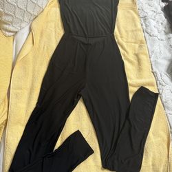 Black Stretchy Silk Romper