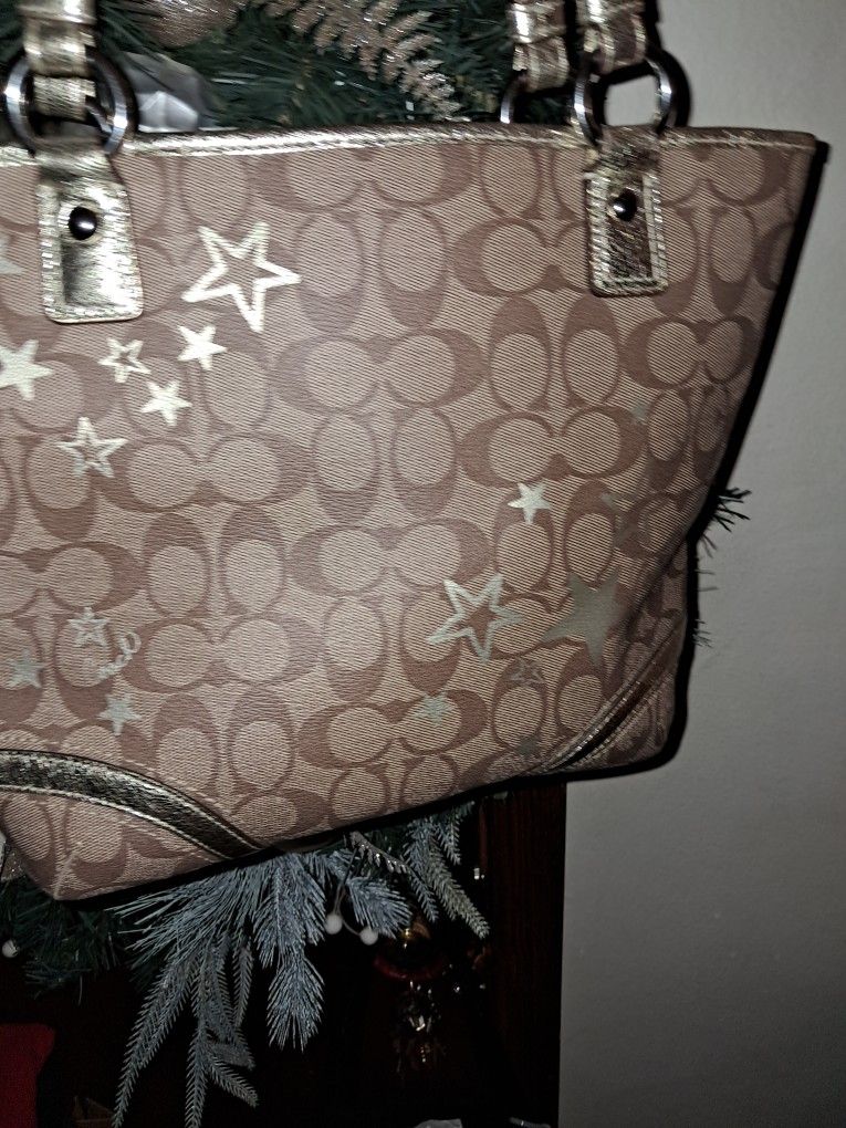 Coach Purse With Gold Accents 60.00 