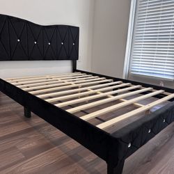 Brand New Full Size Upholstered Platform Bed With Plush Mattress (Free Delivery)