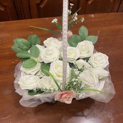 Wedding White Roses and Basket 