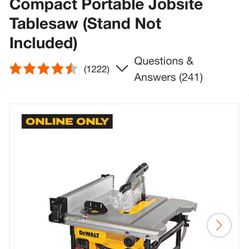 Dewalt Compact Portable 8 1/4 Table Saw