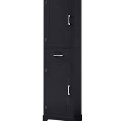 New Assembled Bathroom Storage Cabinet with Adjustable Shelves and Doors
