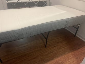 IKEA Twin mattress and Foldable metal platform bed frame