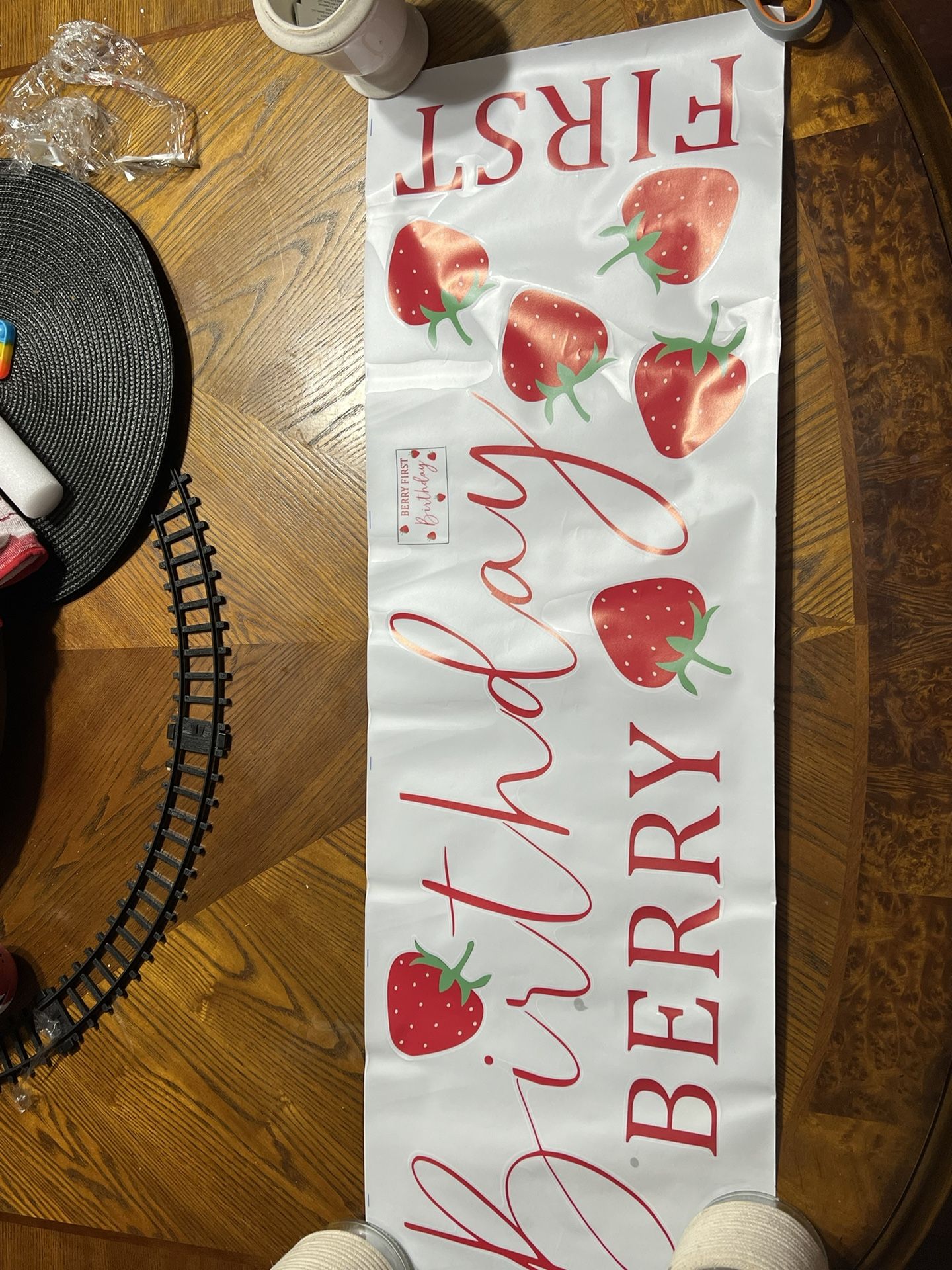 First Birthday Decall Stickers Decoration For Backdrop Stand Berry Strawberry Style Birthday One Year Baby Girl Birthday