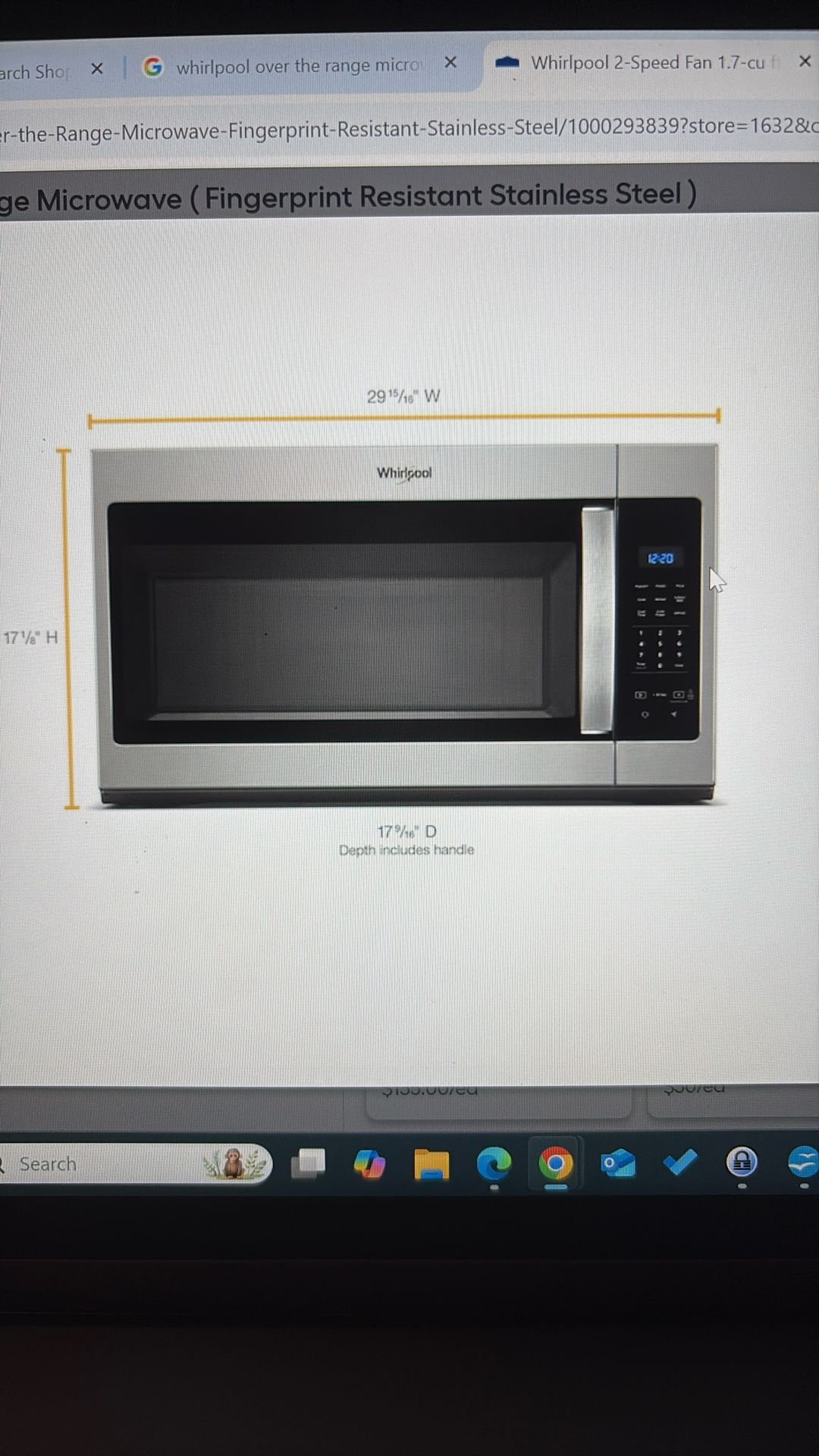 Whirlpool 1.7-cubic ft 29.94-in Over-the-range Microwave
