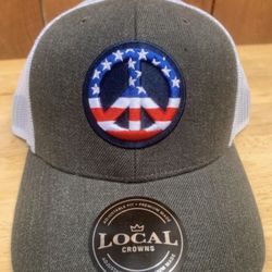 Local Crowns Hat Americana Peace Sign Flag Trucker Snapback