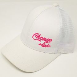 White Ponytail Baseball Cap Messy Bun Trucker Hat "Chongo" Style Cotton Mesh Cap