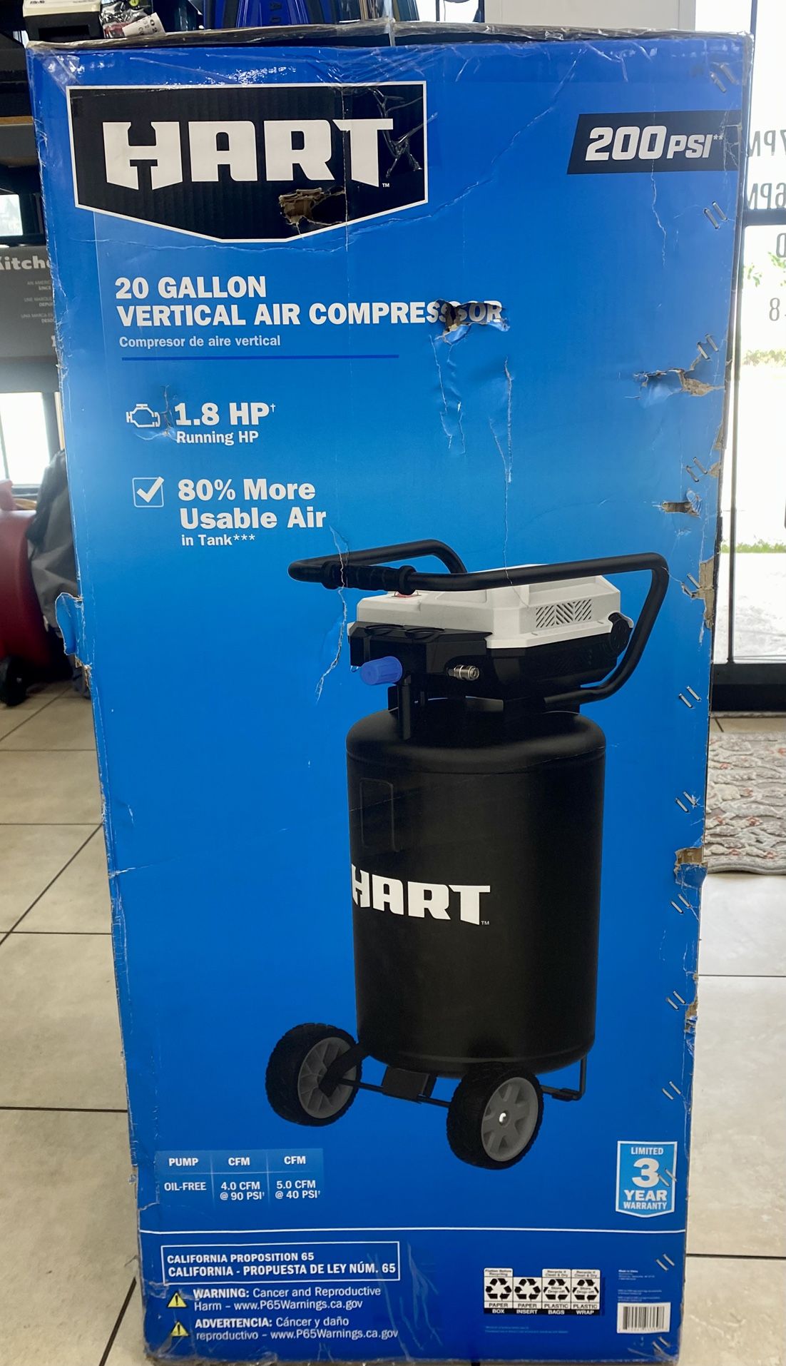 HART 20-Gallon Vertical Air Compressor - 200 PSI