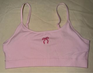 Bra No boundaries cute light pink coquette aesthetic with hot pink small bow bra