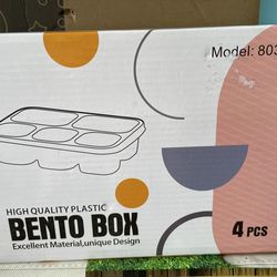 Bento Box 4- reusable Wheat Green/Blue/Pink/Beige
