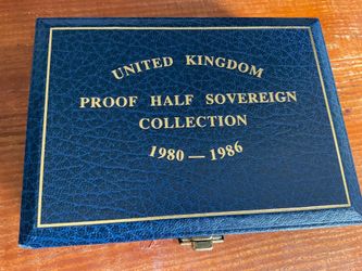 1980 to 1986 UK HALF SOVEREIGN COLLECTION PROOF coins