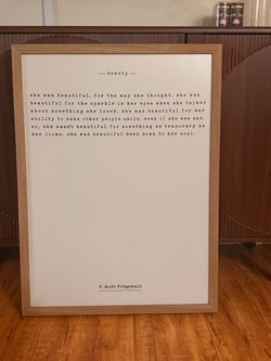 F. Scott Fitzgerald Beauty Quote Framed Print