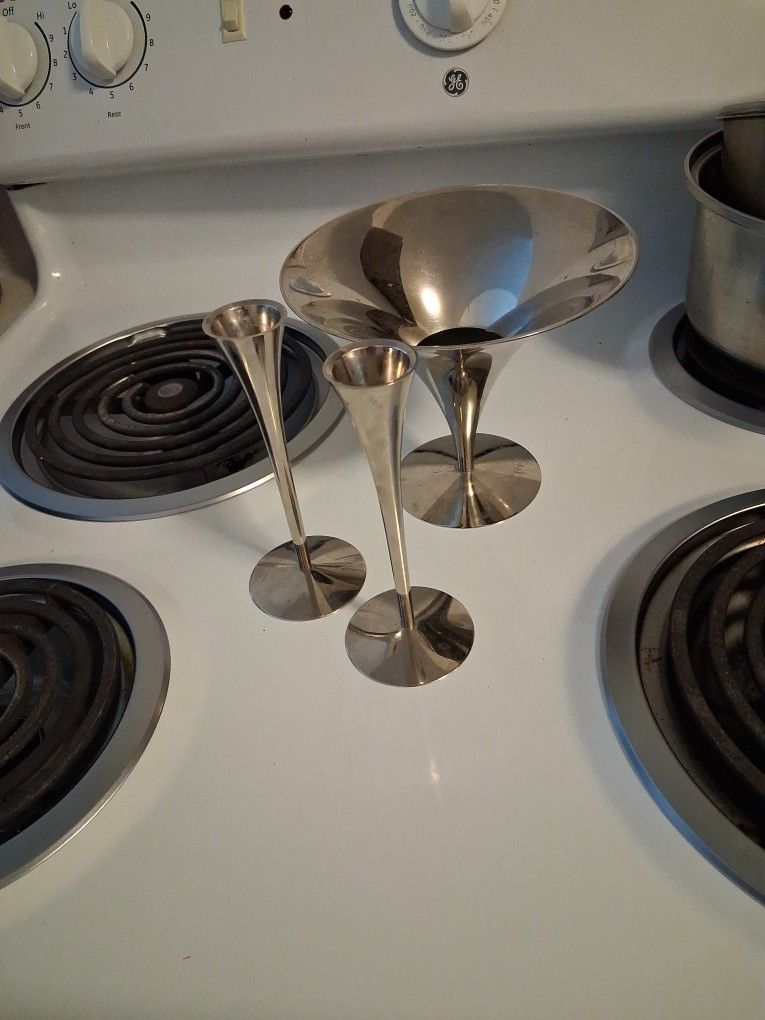 Vintage Arthur Salim Candle Sticks Holders And Bowl