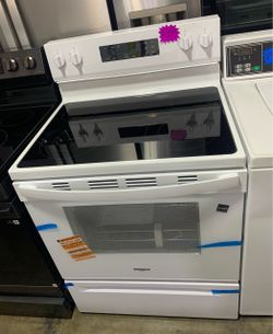 Whirlpool Electric Range White Glass Cooktop 4 Burners
