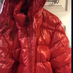 Red Moncler Maya.     Sizes ,5,  Size Large 