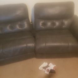 Gray Recliner Sofa With Phone Chargers 