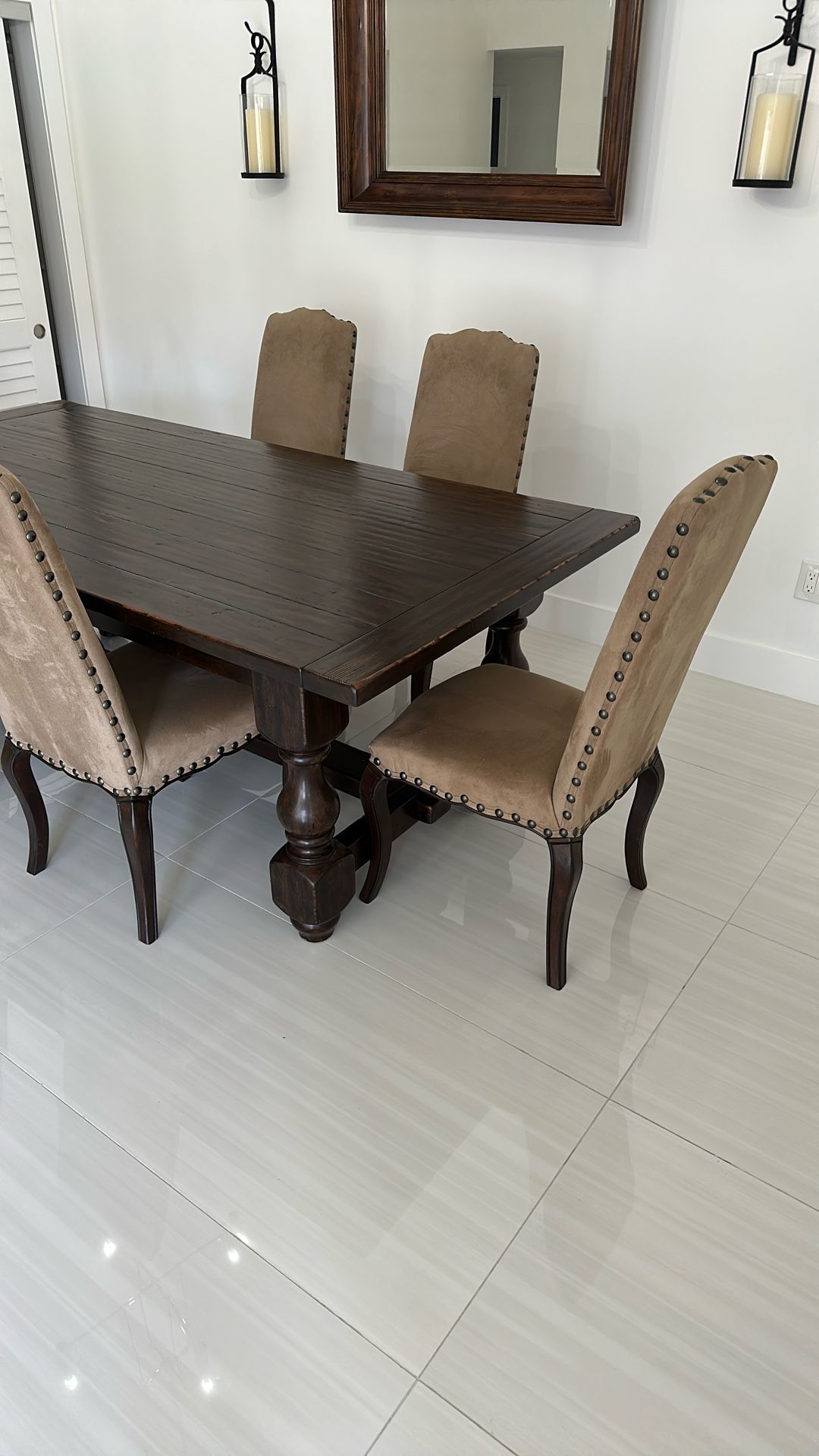 Pottery Barn Cortona Dining Table + Calais Dining Chairs