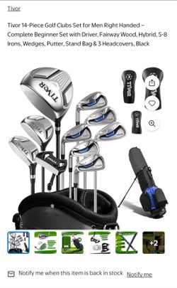 Tivor
Tivor 14-Piece Golf Clubs Set for Men Right Handed - Complete Beginner Set with Driver, Fairway Wood, Hybrid, 5-8 Irons, Wedges, Putter, Stand B