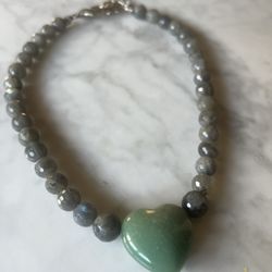 Natural Stone Heart Necklace 