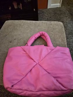 Pink Puffy Leather Tote Bag
