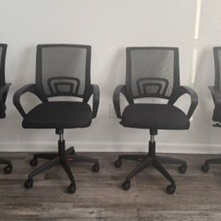 4- Ergonomic Black Swivel Mesh Chairs with Armrests, Adjustable, for Homes and Offices $20  All