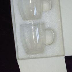 Double Walled Glass Mugs Set Of 2