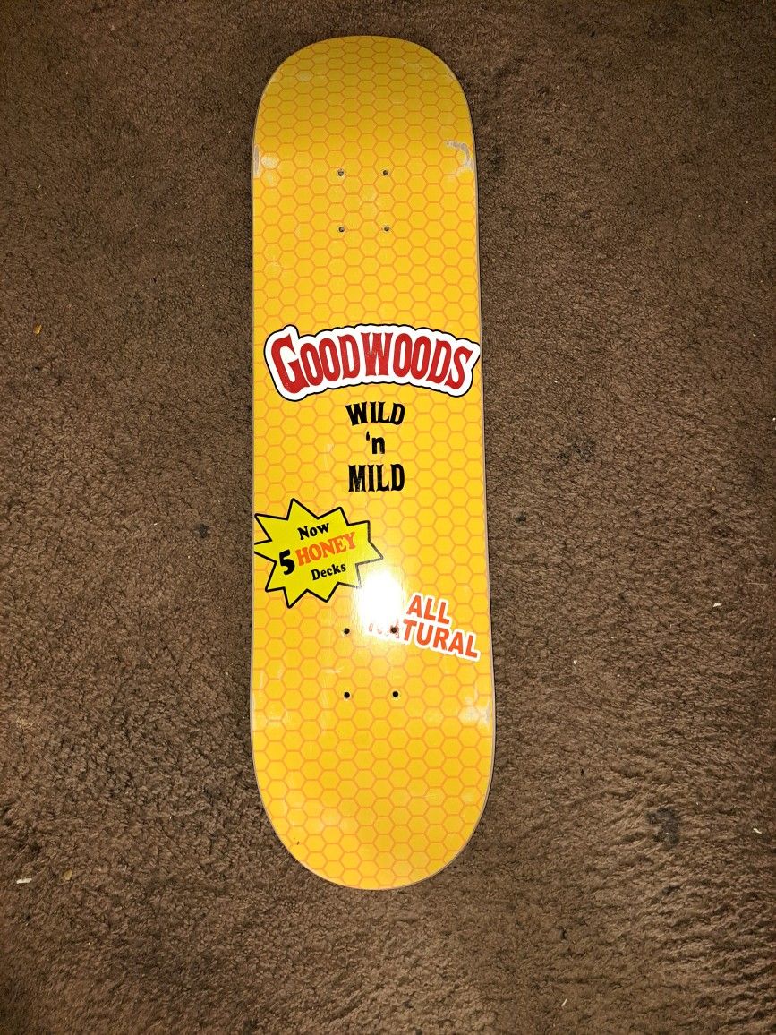 GOODWOODS SKATEBOARDS THE WILD AND MILD BACKWOODS LOGO SKATEBOARD DECK WITH GRIP TAPE