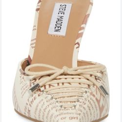 Steve Madden WomensBRIANNE Newspaper Print Corset Heeled Mules Size 8