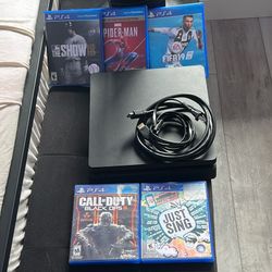 ps4 Slim With Power Cable, Hdmi And Games