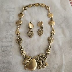 Vintage Bergdorf Goodman BG 1995 Fruit Theme GOLD-TONED