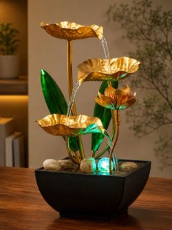 Lotus Tabletop Water Fountain with LED Light – Indoor Zen Decor