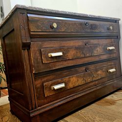 Antique 19th C. French Louis Philippe Burled Walnut Dresser | Chest of Drawers