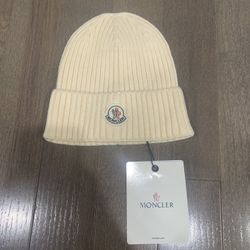 Beige Moncler Ribbed Beanie