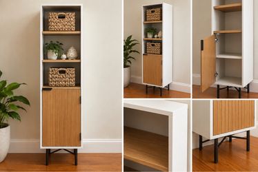 White & Oak Storage Cabinet