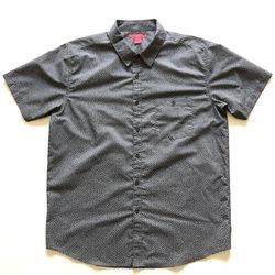 Montage Black Small Floral Print Short Sleeve Button Up