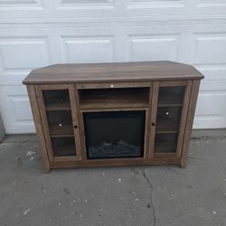 TV Stand with Fireplace, Corner TV Cabinet for 55-Inch TV, TV Table Console with Storage, Farmhouse Entertainment Center for Living Room, Bedroom, Rus