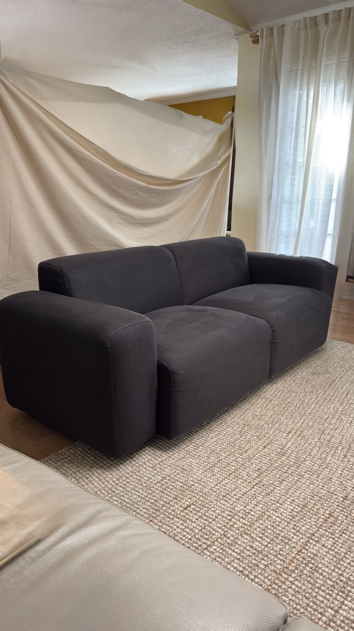 Modern Cloud Sofa ✯ Charcoal fabric ✯ Low to the Ground