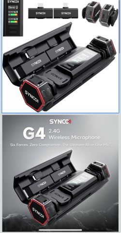 🔥brand new🔥 SYNCO G4 Wireless Microphone System 2.4G with 200M Range 2.0 Noise Cancellation,Magnetic Clip Design,Portable Charging Case 8H Mini Mic 
