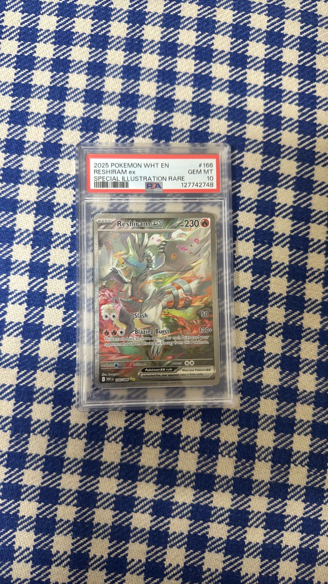 PSA 10 GEM MINT 2025 Pokémon White Reshiram ex #166 Special Illustration Rare