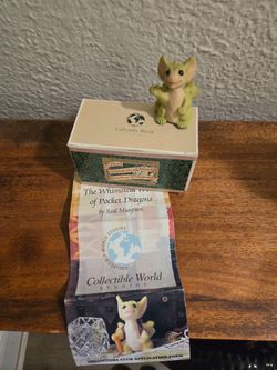 1989 RARE The WHIMSICAL WORLD Pocket Dragon "HI!" with Box and Brochure by Flambro