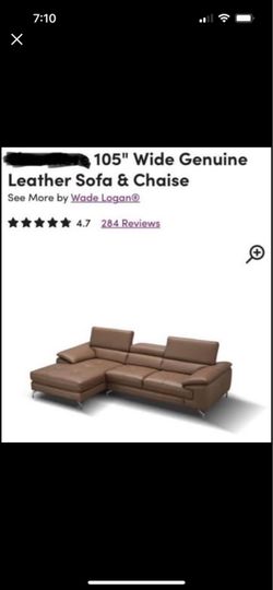 Wade Logan 105" Genuine Leather Sectional Sofa & Chaise
