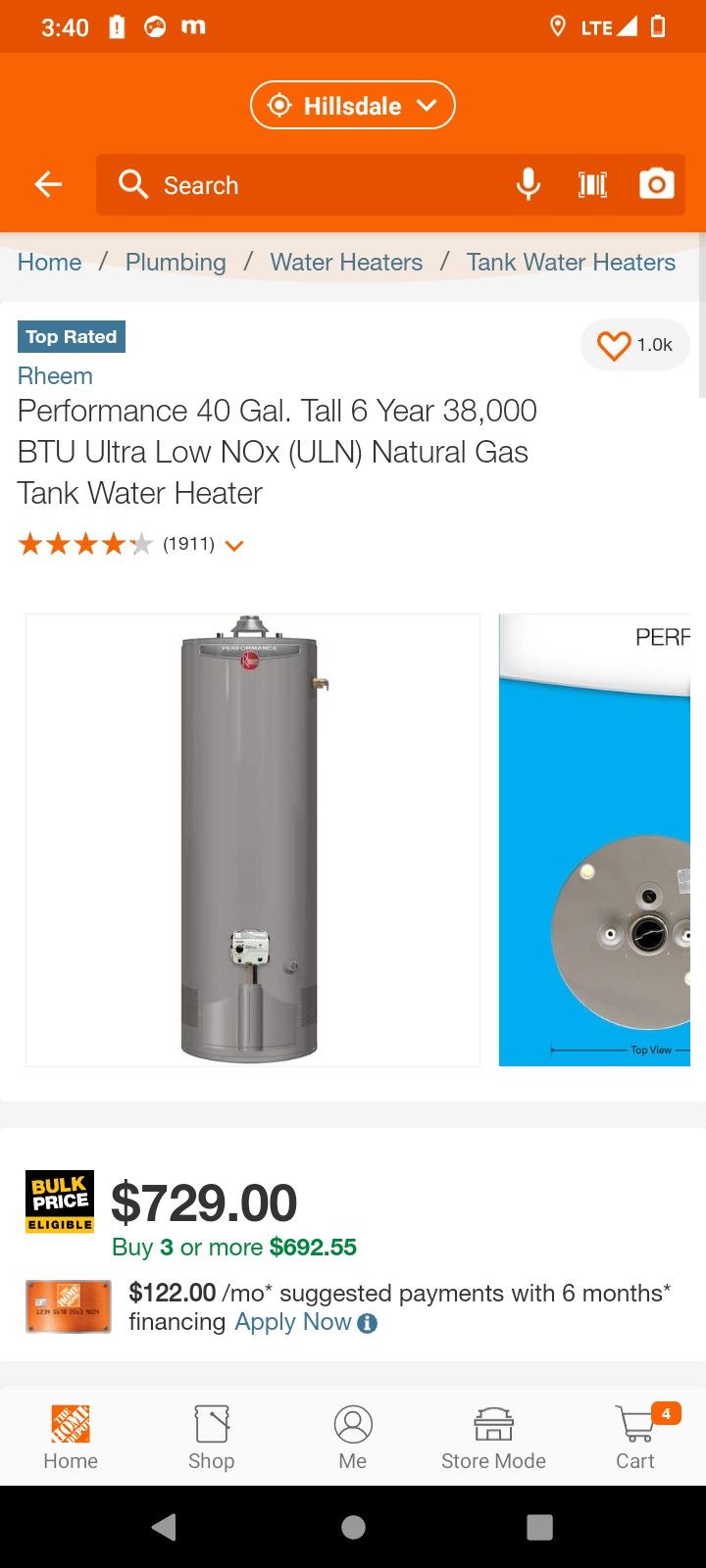 Brand New 40 Gal Natural Gas Water Heater 