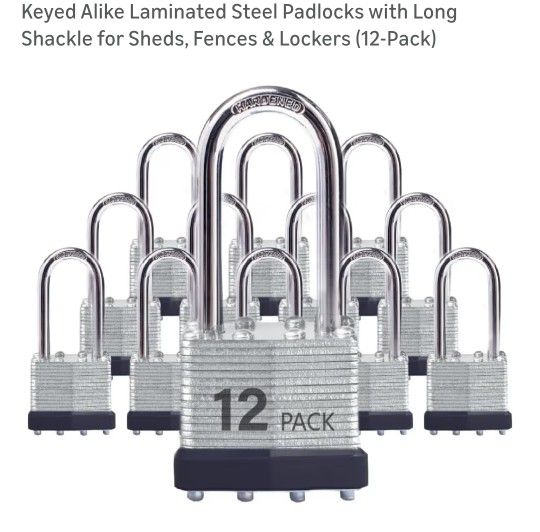 21 PC Long Shackle Lock, Keyed The Same.