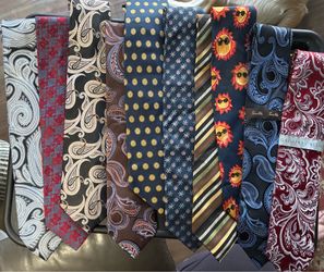 Set of 10 Neckties - Designer - 100% Silk
