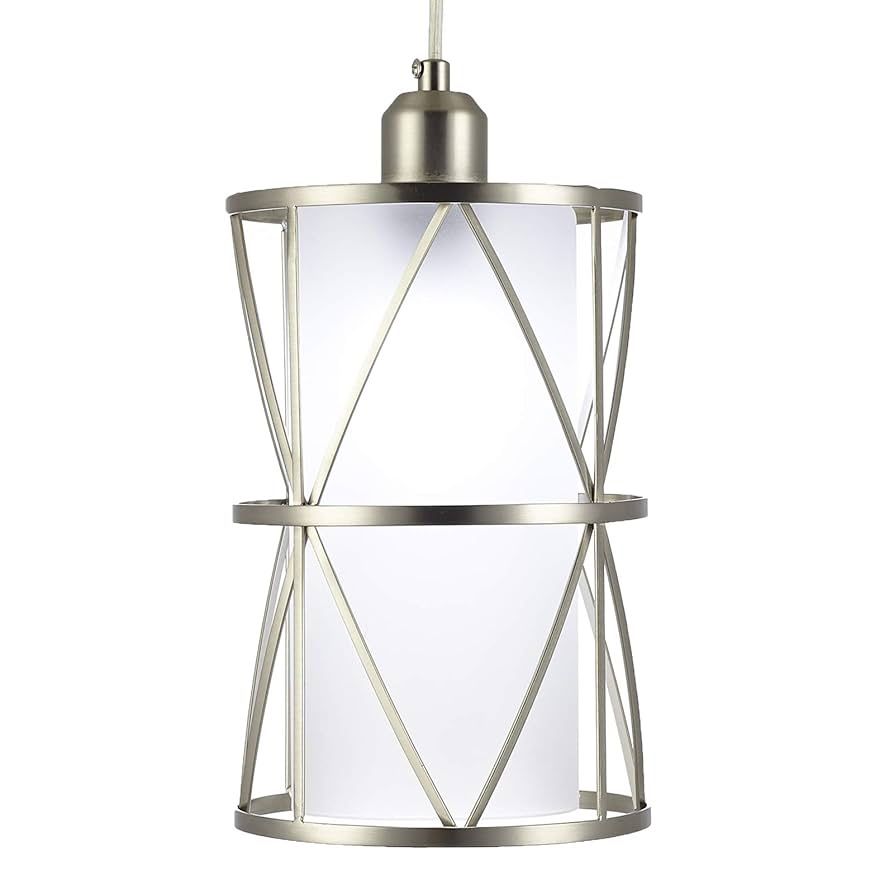 Modern Pendant Light in Brushed Nickel Finish with Frosted Glass Shade 1-Light Adjustable Cylinder Pendant Lighting Fixture